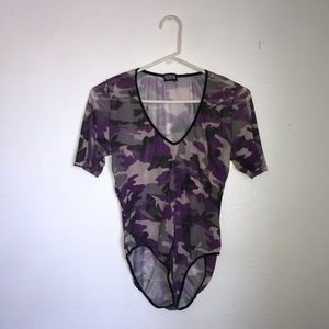purple n white camo bodysuit !